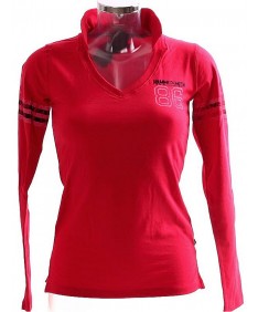 Damen Poloshirt Sweatshirt Sport Bluse Langarm Pullover Pulli Hammersmith Rot S